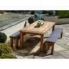 2.4m Reclaimed Teak Outdoor Open Slatted Table with 2 Backless Benches  - 7