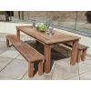 2.4m Reclaimed Teak Outdoor Open Slatted Table with 2 Backless Benches  - 0