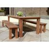 2.4m Reclaimed Teak Outdoor Open Slatted Table with 2 Backless Benches  - 8
