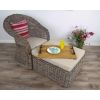 Riviera Natural Wicker Lounger Chair with Footstool - 9