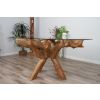 1.5m x 1.2m Reclaimed Teak Root Oval Dining Table with 4 Riviera Armchairs - 8