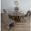 1.5m x 1.2m Reclaimed Teak Root Oval Dining Table with 4 Zorro Chairs - 5