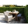 2m Reclaimed Teak Outdoor Open Slatted Table with 1 Backless Bench & 4 Donna Armchairs - 3