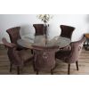 1.5m x 1.2m Reclaimed Teak Root Oval Dining Table with 4 Windsor Ring Back Dining Chairs - 1