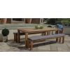 2.4m Reclaimed Teak Outdoor Open Slatted Table with 2 Backless Benches  - 10