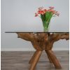1.5m x 1.2m Reclaimed Teak Root Rectangular Dining Table with 4 Donna Armchairs - 5