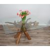 1.5m x 1.2m Reclaimed Teak Root Rectangular Dining Table with 4 Windsor Ring Back Dining Chairs - 19