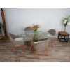 1.5m x 1.2m Reclaimed Teak Root Rectangular Dining Table with 4 Scandi Chairs  - 2