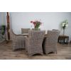 1.5m x 1.2m Reclaimed Teak Root Rectangular Dining Table with 4 Donna Armchairs - 2