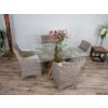 1.5m x 1.2m Reclaimed Teak Root Rectangular Dining Table with 4 Donna Armchairs - 0
