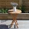 60cm Teak Octagonal Folding Table - 0