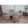 1.5m x 1.2m Reclaimed Teak Root Rectangular Dining Table with 4 Riviera Armchairs - 0