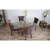 1.5m x 1.2m Reclaimed Teak Root Rectangular Dining Table with 4 Windsor Ring Back Dining Chairs - 0