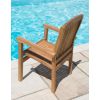 1m Teak Octagonal Folding Table with 4 Marley Chairs / Armchairs  - 9