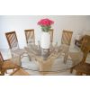 1.8m Reclaimed Teak Root Flute Circular Dining Table with 8 Santos Chairs - 1