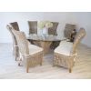 1.8m Reclaimed Teak Root Flute Circular Dining Table with 8 Latifa Chairs - 0