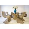 1.8m Reclaimed Teak Root Flute Circular Dining Table with 8 Stackable Zorro Chairs - 3