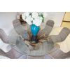 1.8m Reclaimed Teak Root Flute Circular Dining Table with 8 Stackable Zorro Chairs - 0