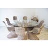 1.8m Reclaimed Teak Root Flute Circular Dining Table with 8 Stackable Zorro Chairs - 4
