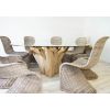 1.8m Reclaimed Teak Root Flute Circular Dining Table with 8 Stackable Zorro Chairs - 2
