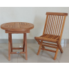 Children's 50cm Teak Circular Folding Table with 2 Children's Classic Folding Chairs - 1