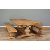 3m Reclaimed Elm Pedestal Dining Table with 2 Benches  - 12