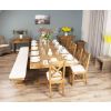 3m Reclaimed Elm Pedestal Dining Table with 7 Elm Cross Back Chairs and 1 Bench - 0