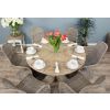 1.3m Farmhouse Pedestal Dining Table with 6 Stackable Zorro Chairs - 2