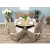 1.3m Farmhouse Pedestal Dining Table with 4 Latifa Chairs - 0