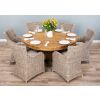 1.5m Reclaimed Teak Circular Pedestal Dining Table with 6 Donna Armchairs - 1