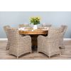 1.5m Reclaimed Teak Circular Pedestal Dining Table with 6 Donna Armchairs - 4