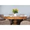 1.5m Reclaimed Teak Circular Pedestal Dining Table with 6 Donna Armchairs - 3