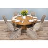 1.5m Reclaimed Teak Circular Pedestal Dining Table with 6 Zorro Chairs - 0