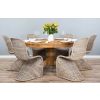 1.5m Reclaimed Teak Circular Pedestal Dining Table with 6 Zorro Chairs - 3