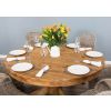 1.5m Reclaimed Teak Circular Pedestal Dining Table with 6 Zorro Chairs - 1