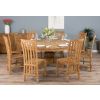 1.8m Reclaimed Teak Circular Pedestal Table with 8 Santos Dining Chairs  - 1