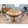 1.8m Reclaimed Teak Circular Pedestal Table with 8 Stackable Zorro Dining Chairs - 1