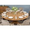 1.8m Reclaimed Teak Circular Pedestal Table with 8 Stackable Zorro Dining Chairs - 3
