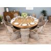 1.8m Reclaimed Teak Circular Pedestal Table with 8 Stackable Zorro Dining Chairs - 8
