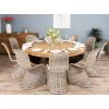 1.8m Reclaimed Teak Circular Pedestal Table with 8 Stackable Zorro Dining Chairs - 6
