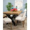 2.4m Reclaimed Teak Urban Fusion Cross Dining Table with One Backless Bench and 4 Natural Windsor Ring Back Dining Chairs - 7
