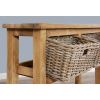 Reclaimed Teak 2 Drawer Hall Table with Shelf plus 2 Kubu Grey Natural Wicker Baskets - 3