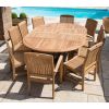 1.5m x 1.5m-2.3m Teak Circular Double Extending Table with 10 Marley Chairs - 0