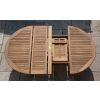 1.5m x 1.5m-2.3m Teak Circular Double Extending Table with 10 Marley Chairs - 17