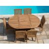 1.2m x 1.2m - 1.8m Teak Circular Extending Table with 6 Marley Chairs / Armchairs - 1