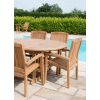 1.2m x 1.2m - 1.8m Teak Circular Extending Table with 6 Marley Chairs / Armchairs - 2