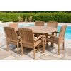 1.2m x 1.2m - 1.8m Teak Circular Extending Table with 6 Marley Chairs / Armchairs - 3