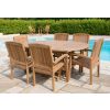 1.2m x 1.2m - 1.8m Teak Circular Extending Table with 6 Marley Chairs - With or Without Arms - 3