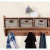 Reclaimed Teak Coat Hook Storage Unit - Four Basket - 1