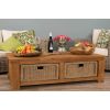 Reclaimed Teak Coffee Table with Seagrass Drawers - 0
